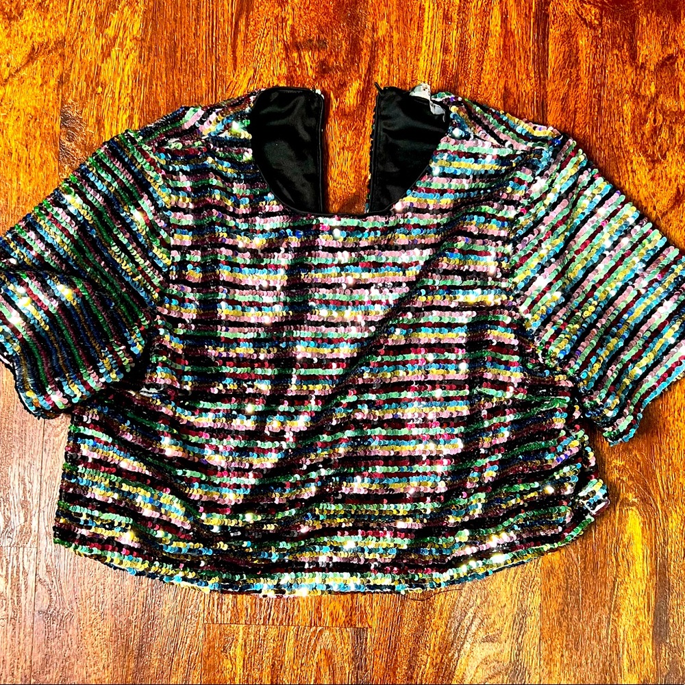 Sequined Crop Top . Pictures do this top no justice!